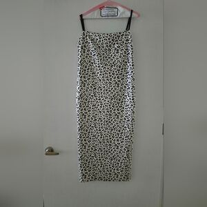 Elegant Black and White Animal Print Midi Dress